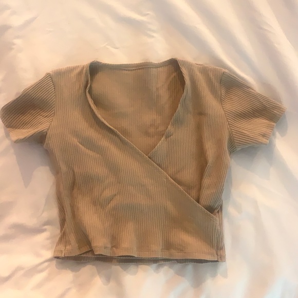 brown wrap top - Picture 3 of 3